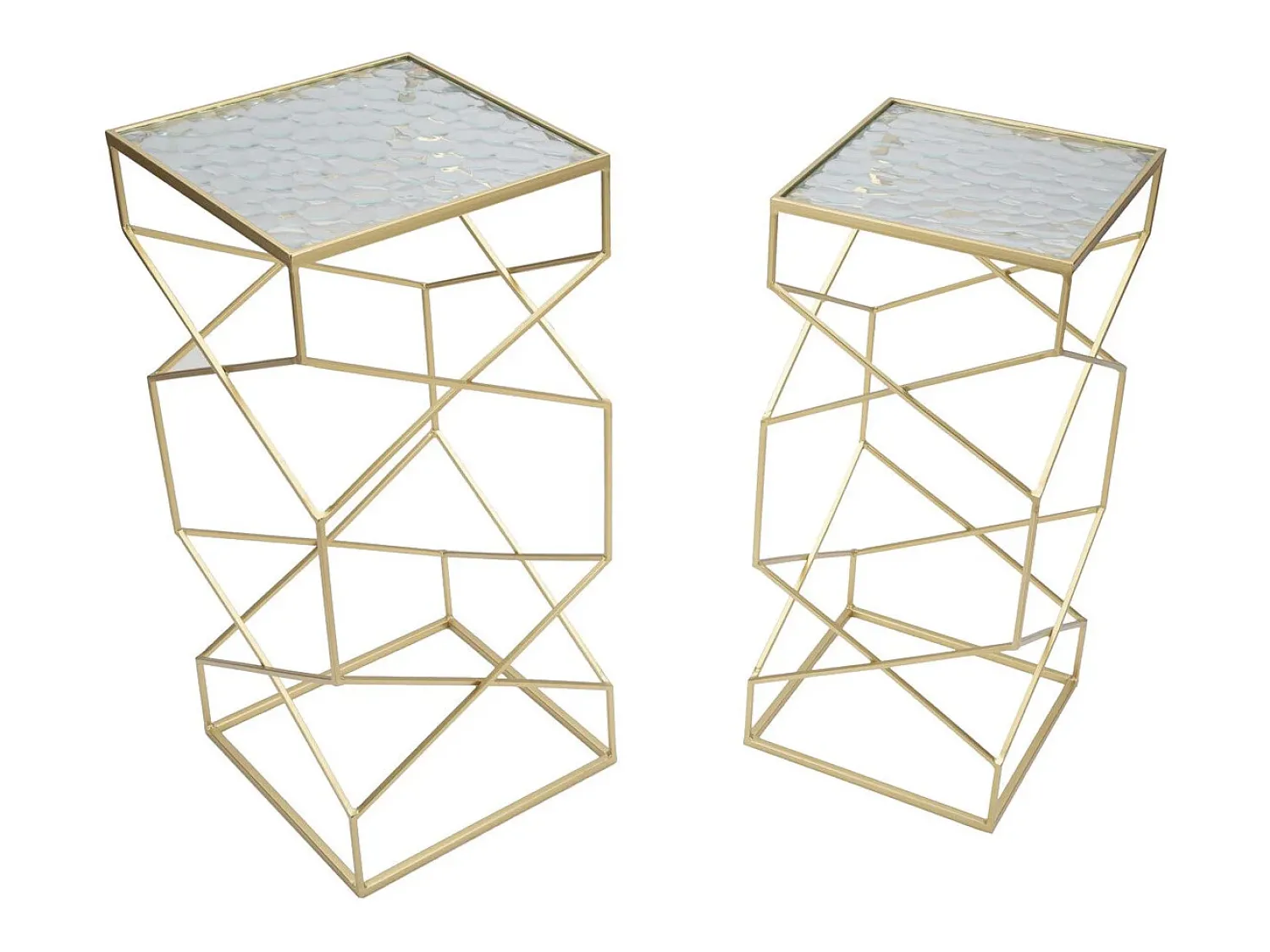 Conjunto de Mesas Auxiliares VKH565, Ouro, 31,5x31,5x68 cm, Kendra Home^ Mesa De Apoio