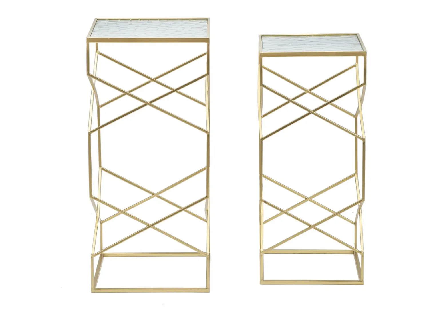 Conjunto de Mesas Auxiliares VKH565, Ouro, 31,5x31,5x68 cm, Kendra Home^ Mesa De Apoio