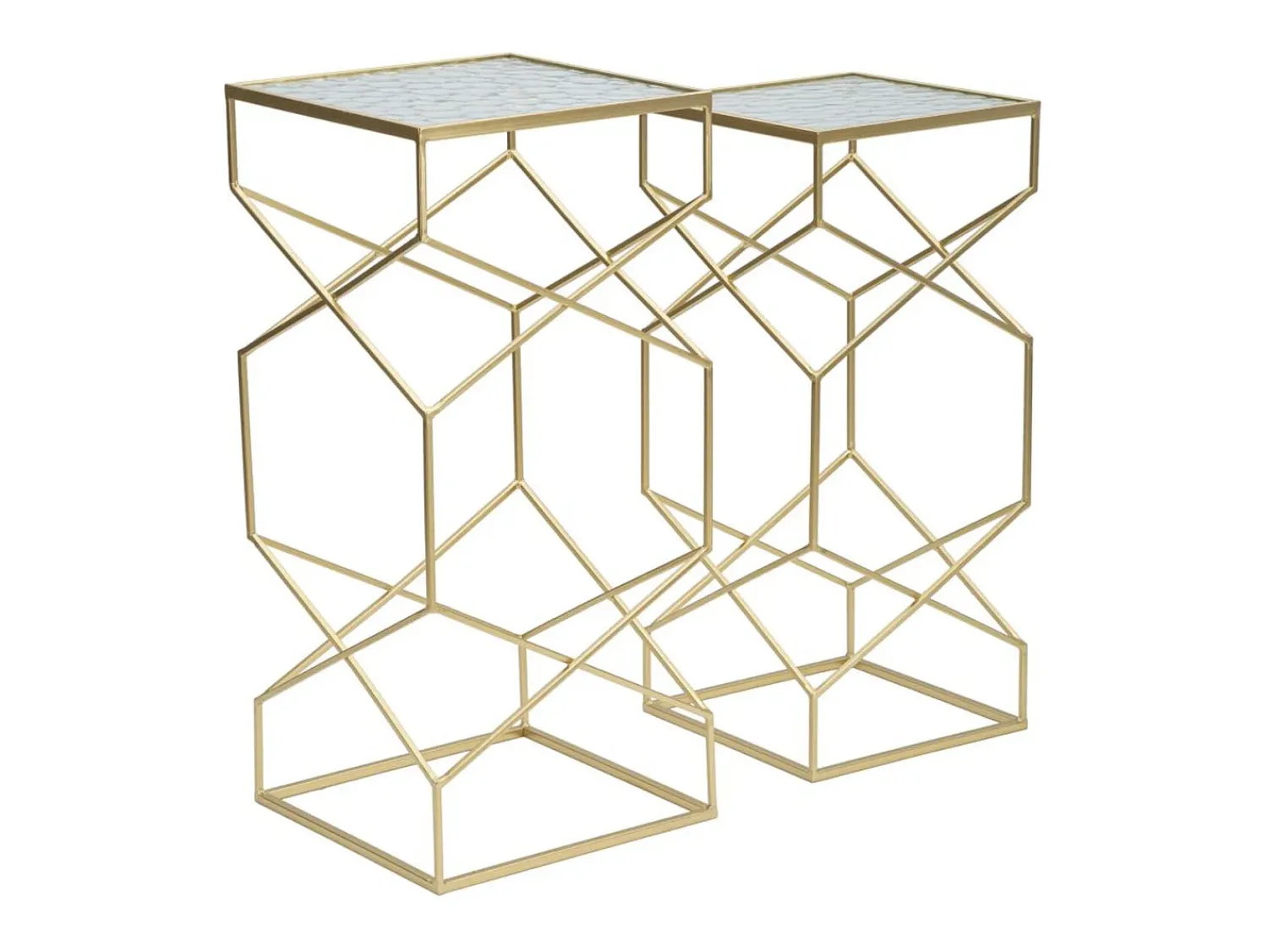 Conjunto de Mesas Auxiliares VKH565, Ouro, 31,5x31,5x68 cm, Kendra Home^ Mesa De Apoio