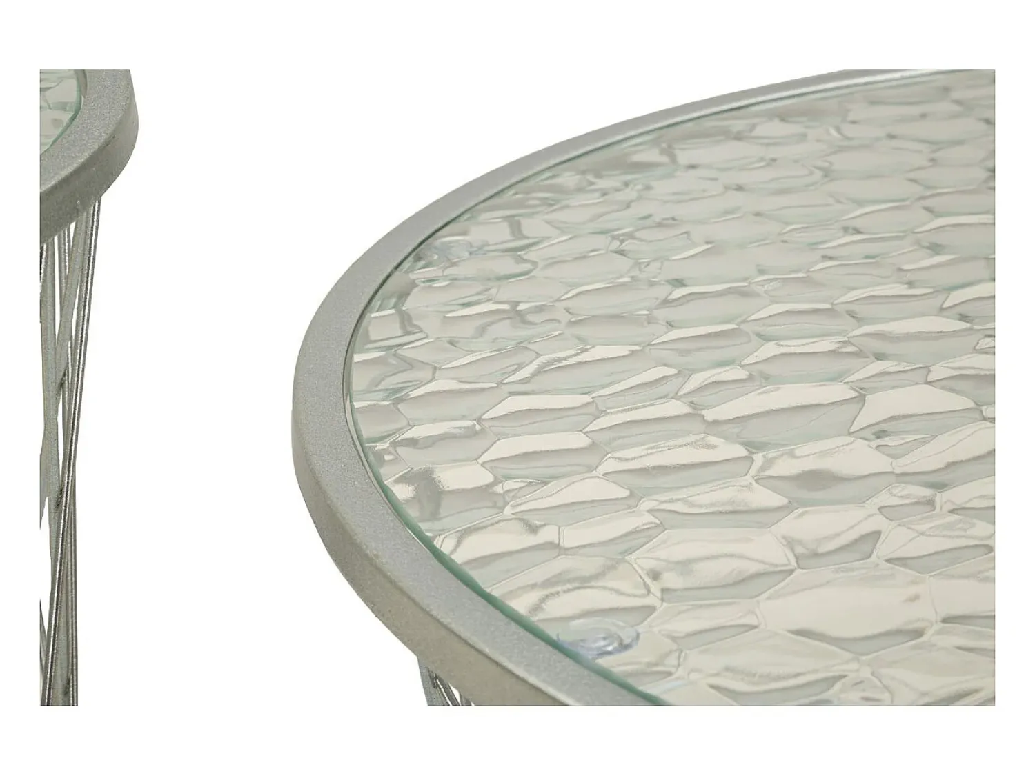 Mesa De Apoio| Conjunto de Mesas Auxiliares VKH571, Prata, 70x70x45 cm, Kendra Home Prateado