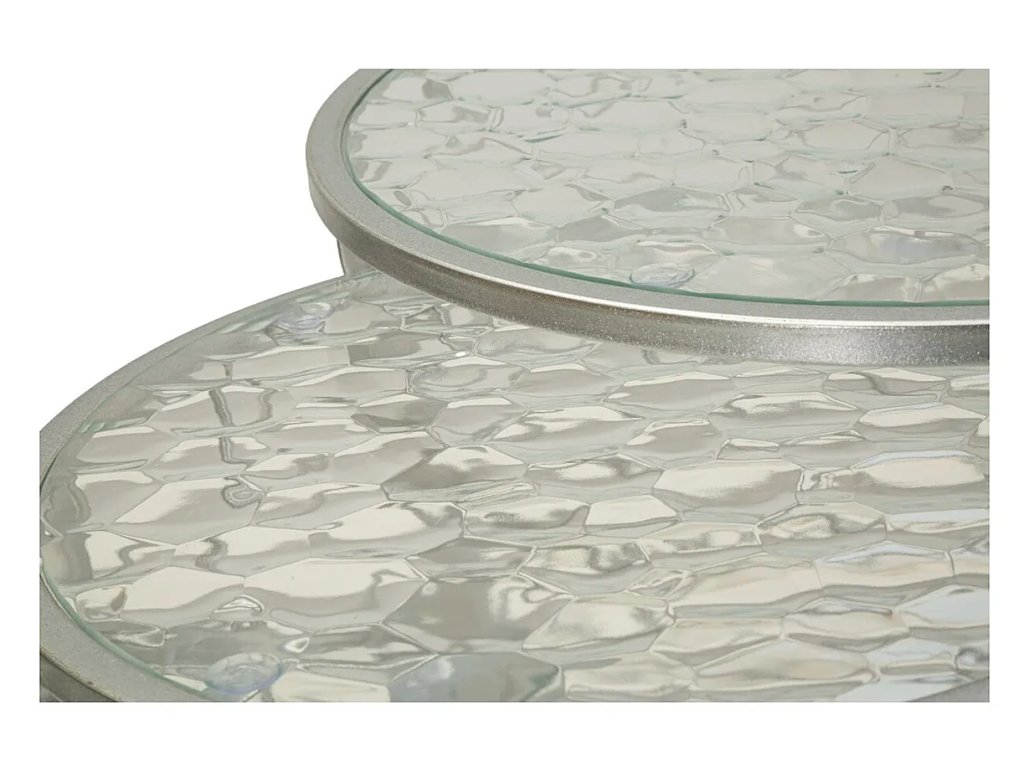 Mesa De Apoio| Conjunto de Mesas Auxiliares VKH571, Prata, 70x70x45 cm, Kendra Home Prateado