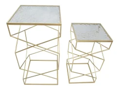 Mesa De Apoio| Conjunto de Mesas Auxiliares VKH595, Ouro, 50x50x100 cm, Kendra Home Dourado