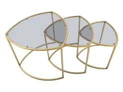 Mesa De Apoio| Conjunto de Mesas Auxiliares VKH553, Ouro, 60x60x50 cm, Kendra Home Dourado
