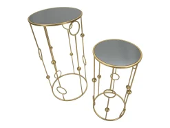 Mesa De Apoio* Conjunto de Mesas Auxiliares Círculos 35, Ouro, 50x50x100 cm, Kendra Home Dourado