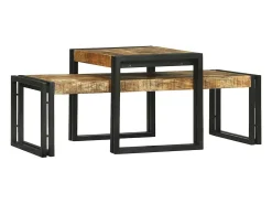 Mesa De Centro| Conjunto de Mesas de centro | Mesa de apoio | Mesa de café 2 Peças Madeira de mangueira maciça Castanho