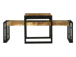Mesa De Centro| Conjunto de Mesas de centro | Mesa de apoio | Mesa de café 2 Peças Madeira de mangueira maciça Castanho