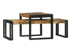 Mesa De Centro| Conjunto de Mesas de centro | Mesa de apoio | Mesa de café 2 Peças Madeira de mangueira maciça Castanho