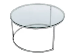 Mesa De Centro|Vente-unique Conjunto de mesas de centro empilháveis ​​em vidro temperado e aço inoxidável - Prata - MAEVANE II Transparente / Prateado