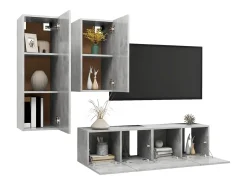Helloshop26 Conjunto de móveis armário aparador TV televisão sala de estar quarto sala de estar 4 peças madeira projetada cinza 02_0024719^ Móvel De Tv