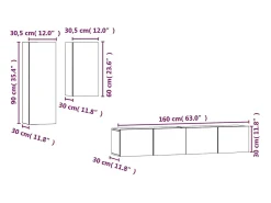 Móvel De Tv*Helloshop26 Conjunto de móveis armário aparador tv televisão sala quarto sala 4 peças madeira projetada branca 02_0024687 Branco