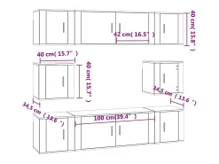 Helloshop26 Conjunto de móveis armário aparador TV televisão sala de estar quarto sala de estar 8 peças carvalho defumado madeira projetada marrom 02_0025292^ Móvel De Tv