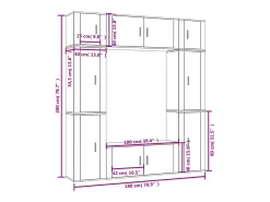 Móvel De Tv|Helloshop26 Conjunto de móveis armário aparador TV televisão sala de estar quarto sala de estar 8 peças madeira projetada 02_0025232 Branco