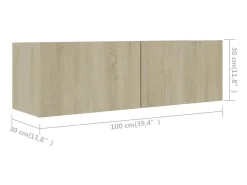 Helloshop26 Conjunto de móveis armário buffet TV televisão sala de estar quarto sala de estar 7 peças sonoma carvalho madeira projetada marrom 02_0024334 Castanho
