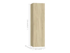 Móvel De Tv|Helloshop26 Conjunto de móveis armário aparador TV televisão sala de estar quarto sala 4 peças sonoma carvalho madeira projetada marrom 02_0024825 Castanho