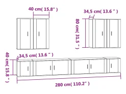 Móvel De Tv|Helloshop26 Conjunto de móveis armário aparador TV televisão sala de estar quarto sala de estar 8 peças madeira projetada 02_0025236 Branco