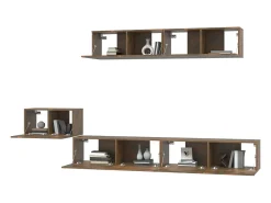 Helloshop26 Conjunto de móveis de 5 peças incluindo guarda-roupa aparador rack para TV sala de estar/quarto sofá carvalho defumado madeira industrializada marrom 02_0024965^ Móvel De Tv