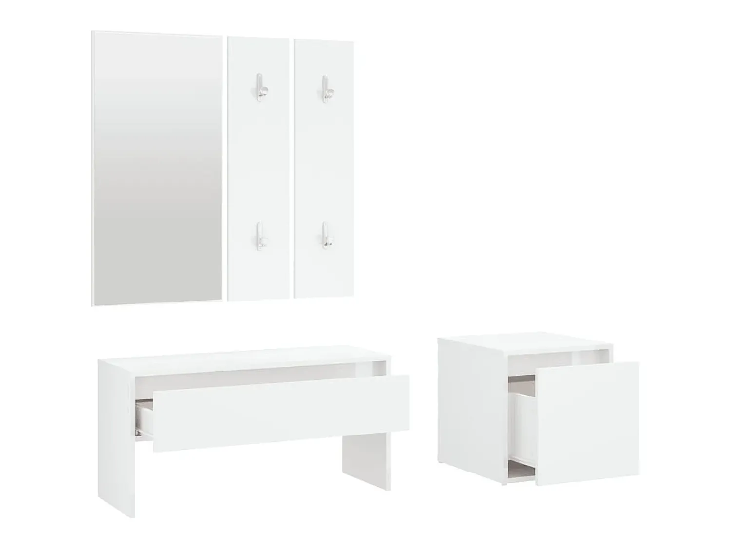 Best Conjunto de móveis de corredor derivados de madeira PT305519 Branco