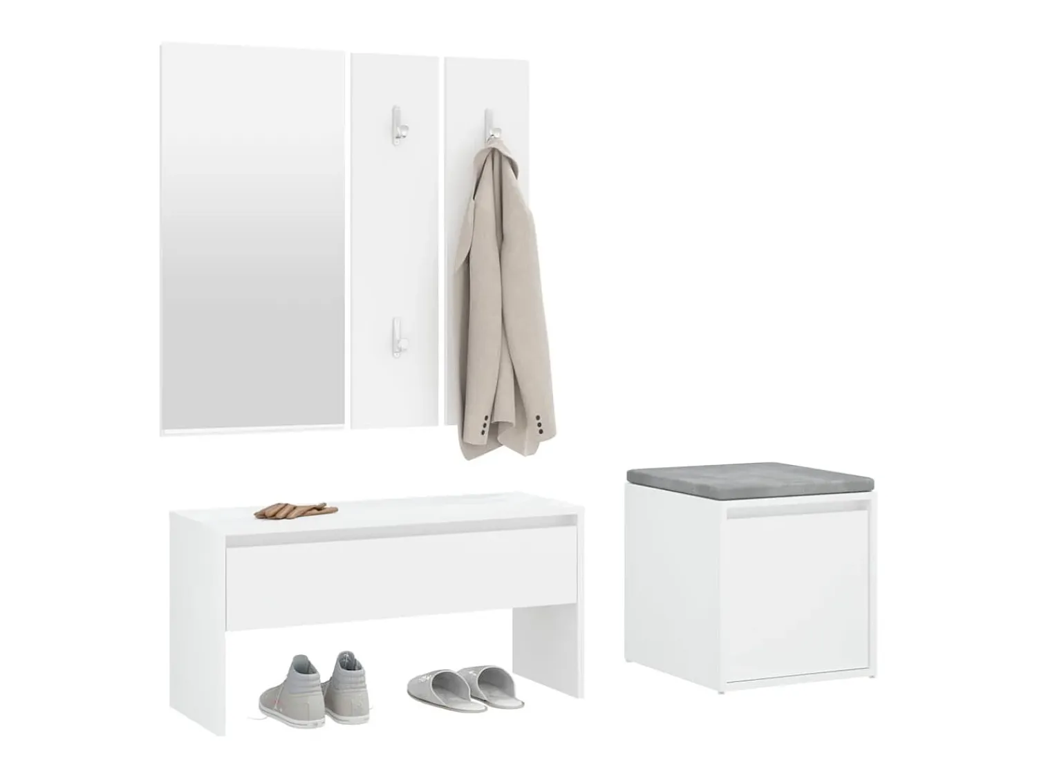 Best Conjunto de móveis de corredor derivados de madeira PT305519 Branco