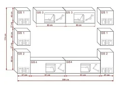 Móvel De Tv|Price Factory Conjunto de móveis de sala de estar s e brancos suspensos, coleção CEPTO XIV. 256cm, 10 móveis, LEDs. Cubo de cor branca. Preto