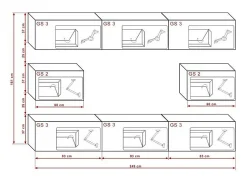 Móvel De Tv|Price Factory Conjunto de móveis de sala de estar s e pretos suspensos coleção CEPTO VII 249cm, 8 portas, modulares. Branco