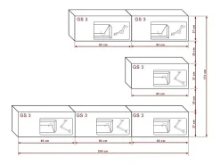 Móvel De Tv|Price Factory Conjunto de móveis de sala de estar s, suspensos, coleção CEPTO XXV. 249cm, 6 móveis, leds, modulares. Preto