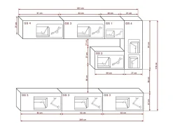 Móvel De Tv|Price Factory Conjunto de móveis de sala de estar suspensos e preto coleção CEPTO XV. 249cm, 8 móveis, leds. Branco