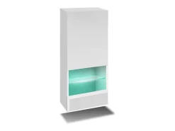 Móvel De Tv|Price Factory Conjunto de móveis de sala de estar s, suspensos, coleção CEPTO XXVII. 240cm, 8 móveis, com LEDs, modulares. Branco