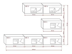 Móvel De Tv|Price Factory Conjunto de móveis de sala de estar suspenso coleção CEPTO XXV. 249cm, 6 móveis, LEDs, modulares. Branco