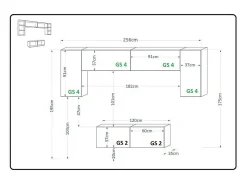Móvel De Tv*Price Factory Conjunto de móveis de sala de estar s suspensos coleção CEPTO II 256cm, 6 portas, 4 prateleiras, LEDs, modulares. Preto