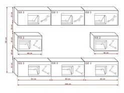 Móvel De Tv|Price Factory Conjunto de móveis de sala de estar s e pretos suspensos coleção CEPTO VII 249cm, 8 portas, modulares. Meio na cor preta. Branco