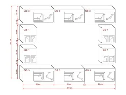 Clearance Price Factory Conjunto de móveis de sala de estar s suspensos coleção CEPTO XVII 249cm, 10 móveis, LEDs, modulares. Branco