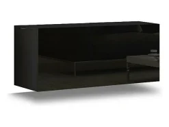 Móvel De Tv|Price Factory Conjunto de móveis de sala de estar e branco suspensos coleção CEPTO XVI 249cm, 8 móveis, modulares. Preto
