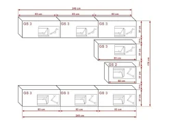 Móvel De Tv|Price Factory Conjunto de móveis de sala de estar e branco suspensos coleção CEPTO XVI 249cm, 8 móveis, modulares. Preto