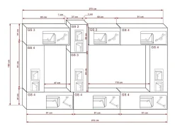 Móvel De Tv*Price Factory Conjunto de móveis de sala de estar s suspensos coleção CEPTO XXII. 273cm, 10 móveis, LEDs, modulares. Branco