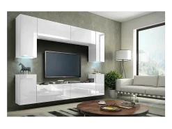 Price Factory Conjunto de móveis de sala de estar s suspensos coleção CEPTO I 256cm, 8 portas, 6 prateleiras, leds, modulares.^ Móvel De Tv