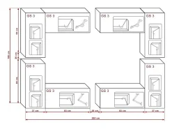 Móvel De Tv*Price Factory Conjunto de móveis de sala de estar s suspensos coleção CEPTO XX 260cm, 8 móveis, leds, modulares. Branco