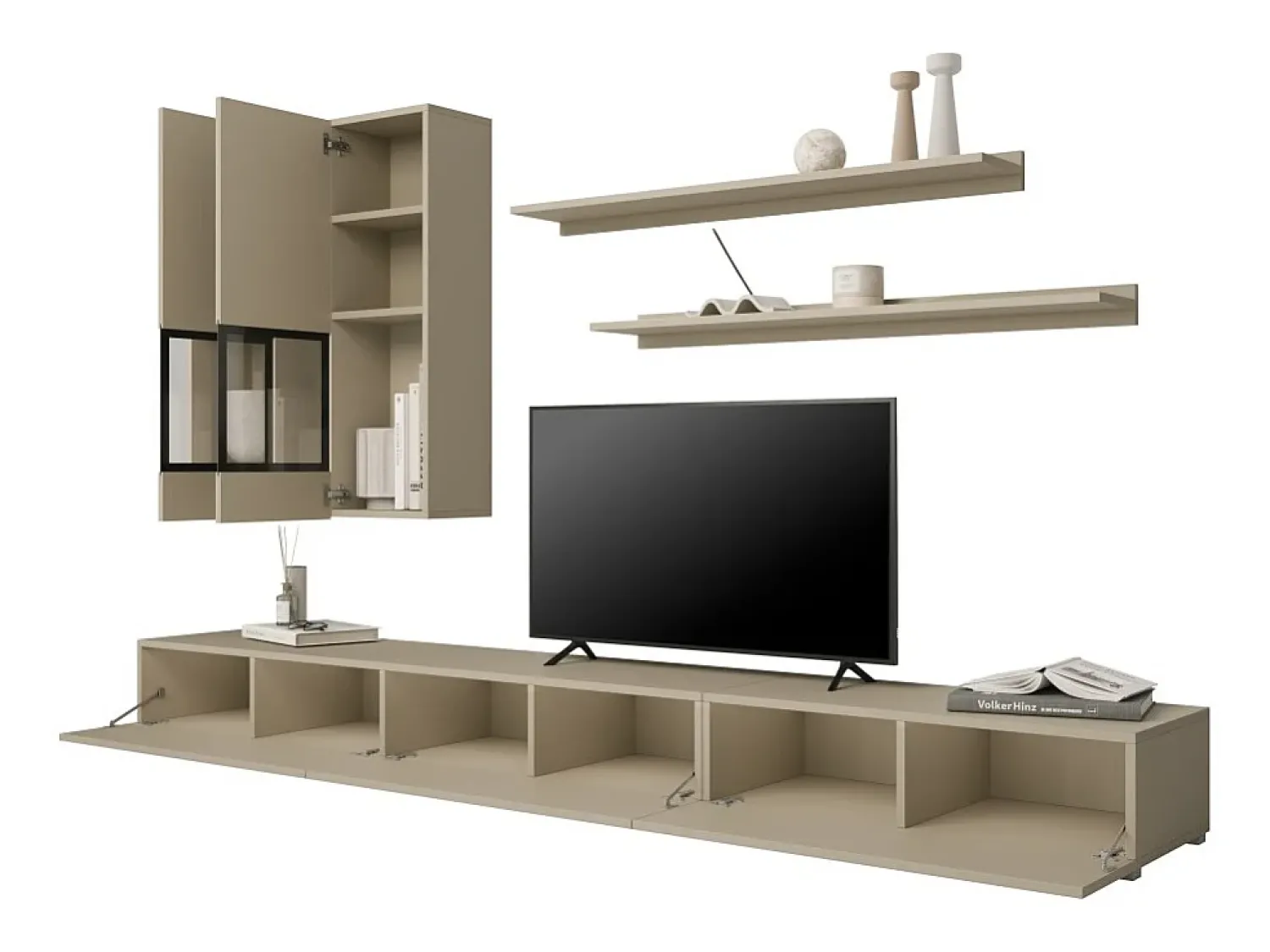 Meublorama Conjunto de móveis para sala RAMOS – claro – Design contemporâneo sem LED^ Móvel De Tv