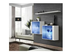Price Factory Conjunto de móveis para sala de estar SWITCH SBIII design, cor brilhante e porta de vidro com sistema LED integrado.^ Móvel De Tv