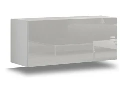 Hot Price Factory Conjunto de móveis para sala de estar s, suspensos da coleção CEPTO XXX. 203cm, 6 móveis, com LEDs, modulares. Branco