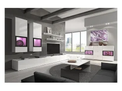 Móvel De Tv|Meublorama Conjunto de móveis para sala de estar, coleção RAMOS. Cor branca brilhante. Branco