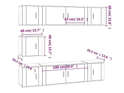 Clearance Helloshop26 Conjunto de móveis Sonoma de madeira engenheirada com 7 peças (armário aparador suporte para TV sala de estar quarto sala de TV) - 02_0025214 Castanho