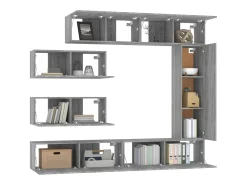 Helloshop26 Conjunto de móveis Sonoma de madeira engenheirada com 7 peças (armário aparador suporte para TV sala de estar quarto sala de TV) - 02_0025218 Castanho