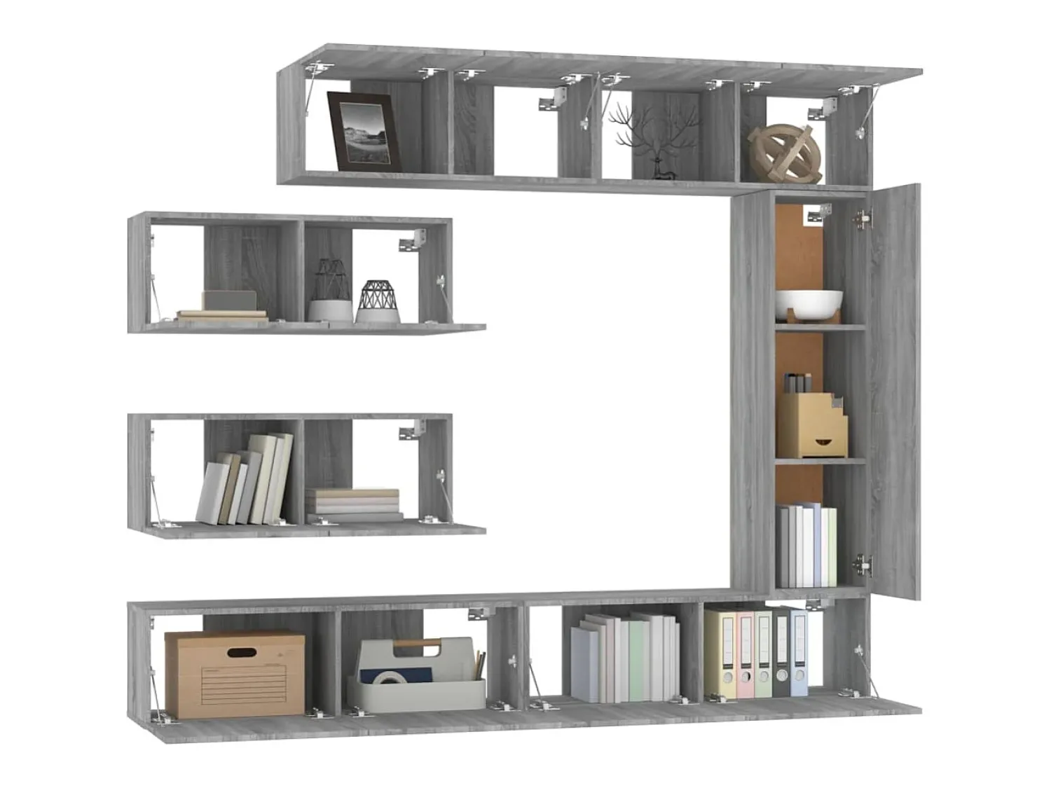 Helloshop26 Conjunto de móveis Sonoma de madeira engenheirada com 7 peças (armário aparador suporte para TV sala de estar quarto sala de TV) - 02_0025218 Castanho