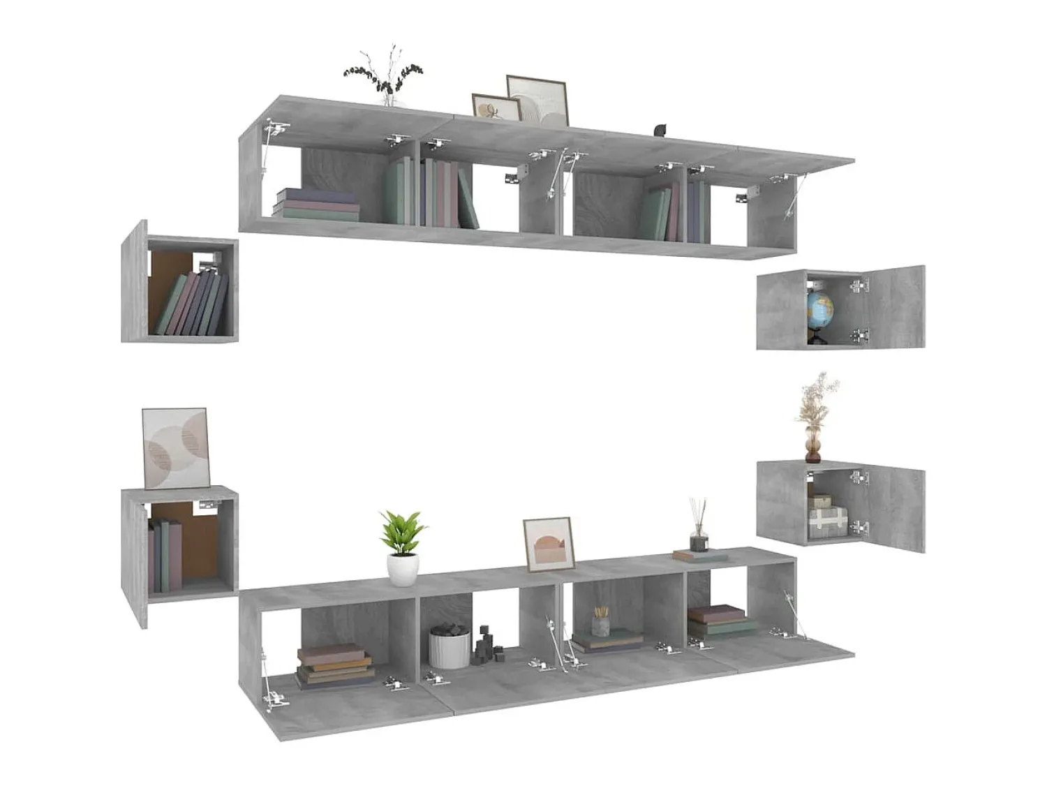 Móvel De Tv*Helloshop26 Conjunto de móveis Sonoma de 8 peças em madeira engenheirada (armário aparador suporte para TV sala de estar quarto sala de TV) - 02_0025326 Castanho