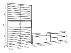 Skraut Home Conjunto de móveis TV, 310x35x186cm, Para televisores até 80