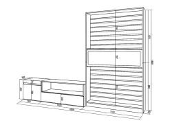 Skraut Home Conjunto de móveis TV, 260x35x186cm, Para televisores até 65", Lareira eléctrica, e preto^ Móvel De Tv