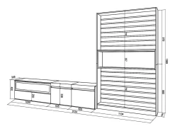 Móvel De Tv|Skraut Home Conjunto de móveis TV, 310x35x186cm, Para televisores até 80