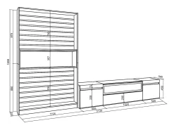 Móvel De Tv*Skraut Home Conjunto de móveis TV, 310x35x186cm, Para televisores até 80