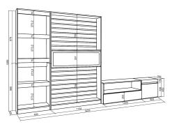 Móvel De Tv|Skraut Home Conjunto de móveis TV, 320x35x186cm, Lareira eléctrica, Carvahlo e preto Natural claro