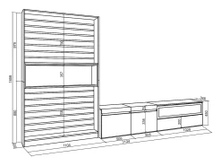 Móvel De Tv|Skraut Home Conjunto de móveis TV, 310x35x186cm, Para televisores até 80